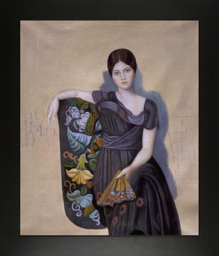 Portrait of Olga in the Armchair - New Age Black Frame 20"X24"