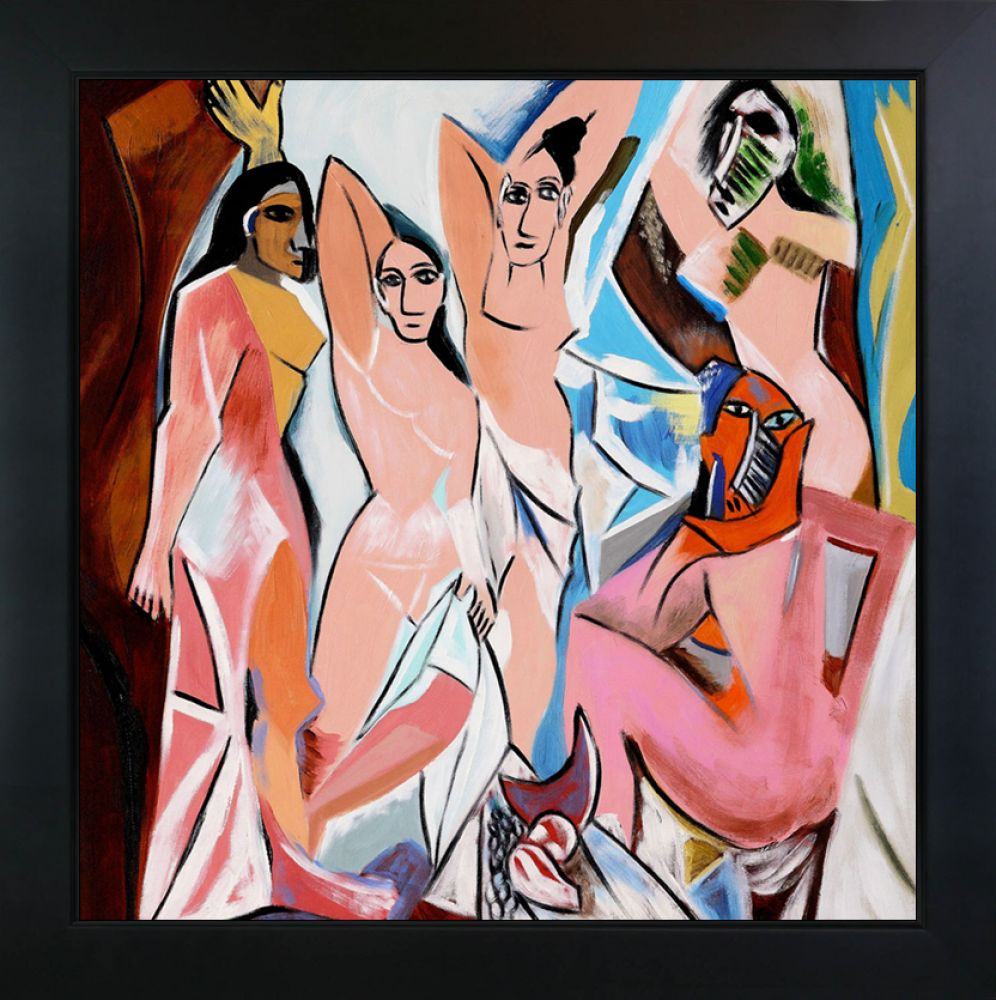 Les Demoiselles D'avignon - New Age Black Frame 24"X24"
