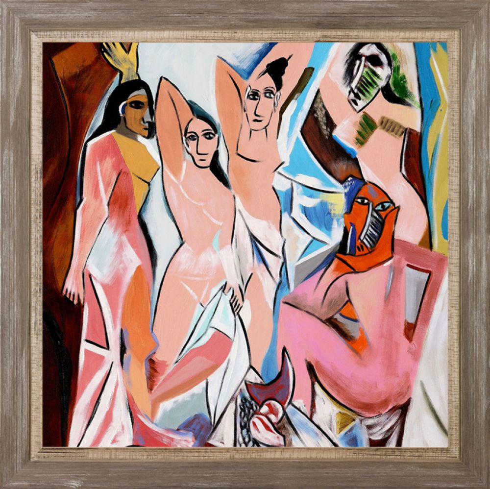 Les Demoiselles D'avignon - Miramar Distressed Charcoal Grey Frame 24" X 24"