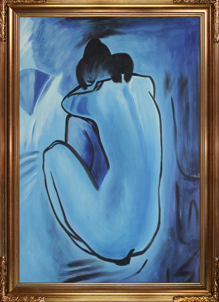 Blue Nude - Florentine Gold Frame 24"X36"