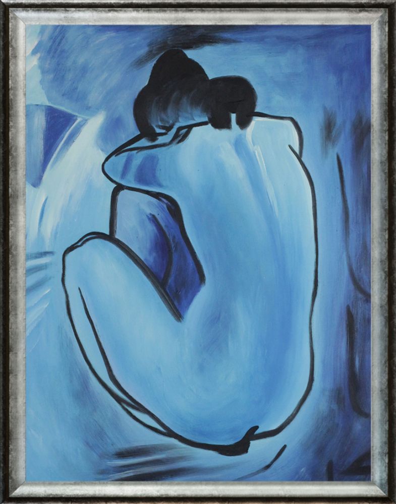 Blue Nude - Athenian Distressed Silver Frame 36"x48"