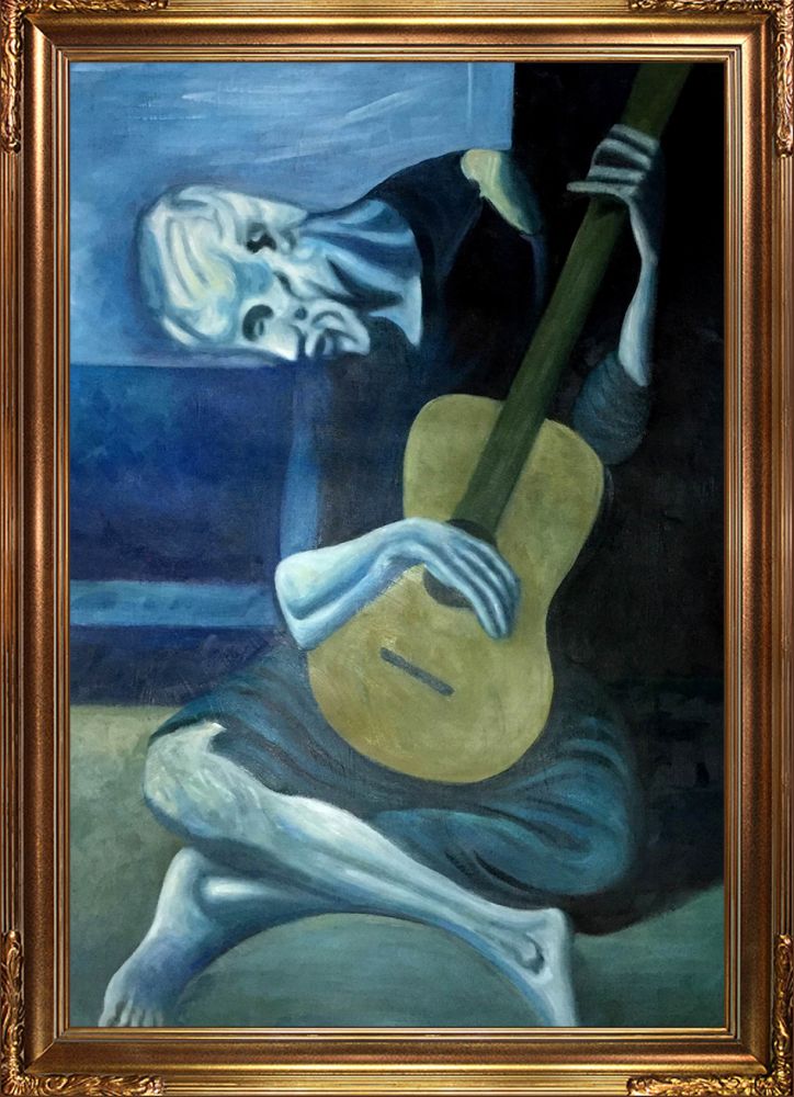 The Old Guitarist 1903 - Florentine Gold Frame 24"X36"