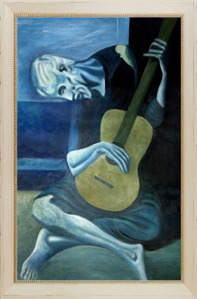 The Old Guitarist 1903 - Constantine Frame 24" X 36"