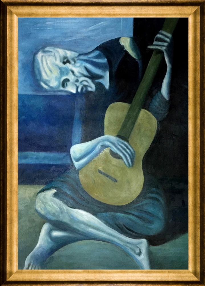The Old Guitarist 1903 - Athenian Gold Frame 24"X36"