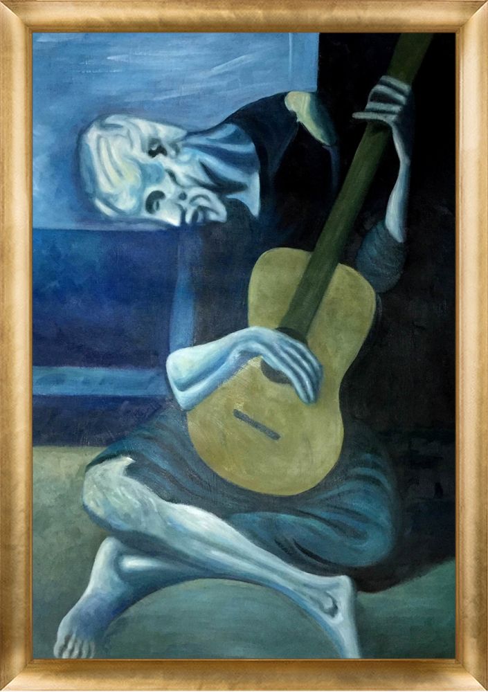 The Old Guitarist 1903 - Gold Luminoso Frame 24" x 36"