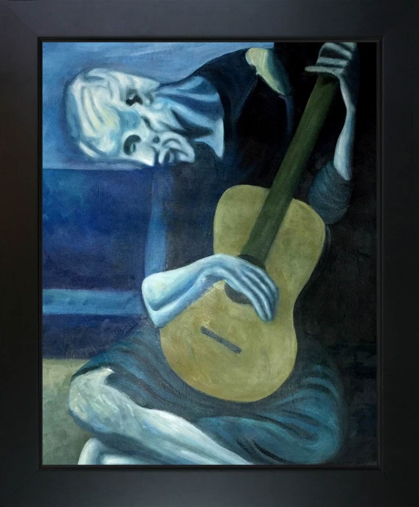 The Old Guitarist 1903 - New Age Black Frame 16"X20"