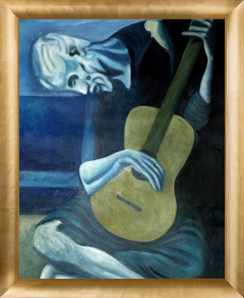 The Old Guitarist 1903 - Gold Luminoso Frame 16" X 20"