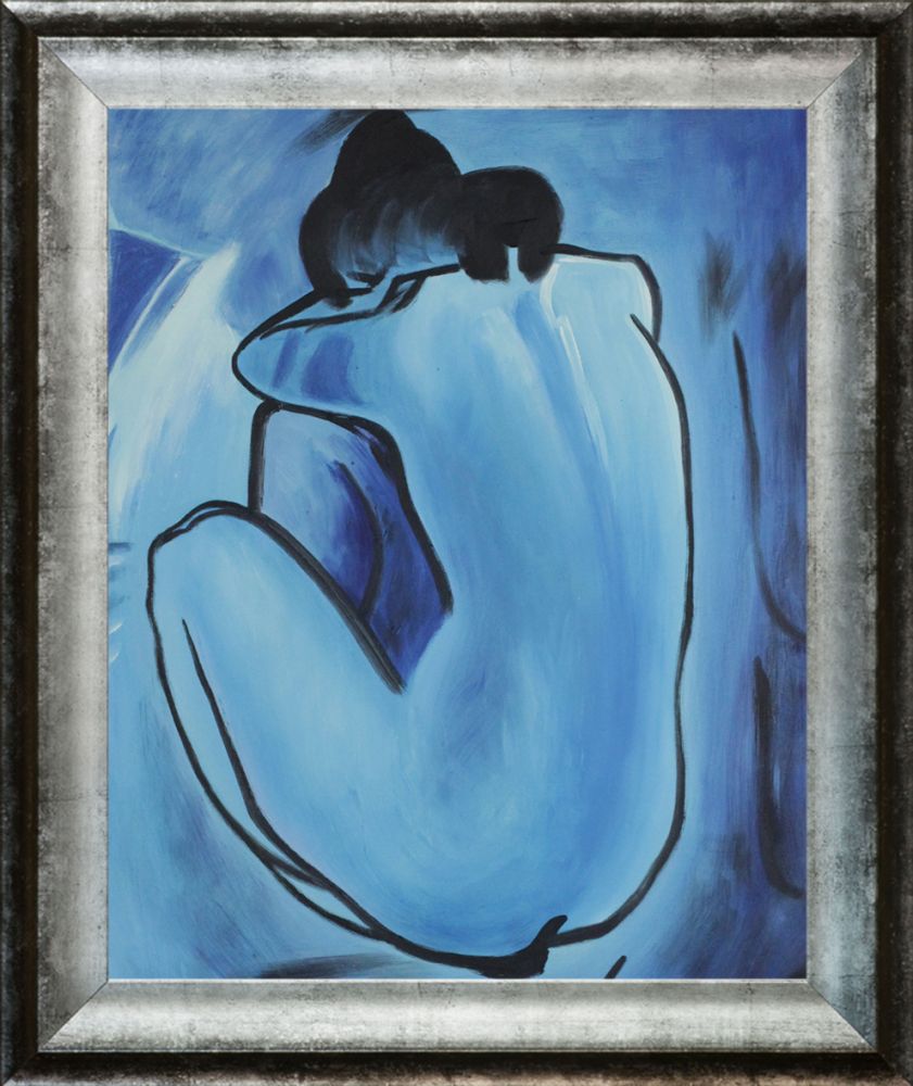 Blue Nude - Athenian Distressed Silver Frame 16" X 20"