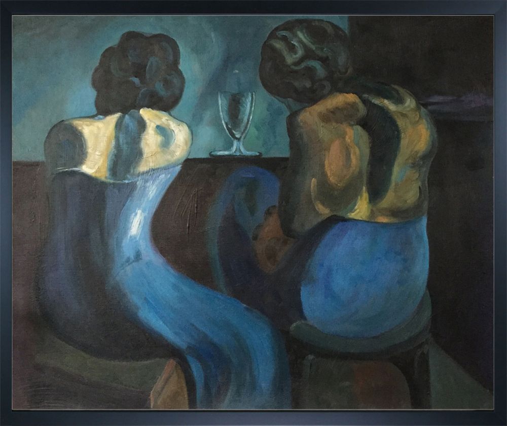 Prostitutes at a Bar - Studio Black Wood Frame 20"X24"