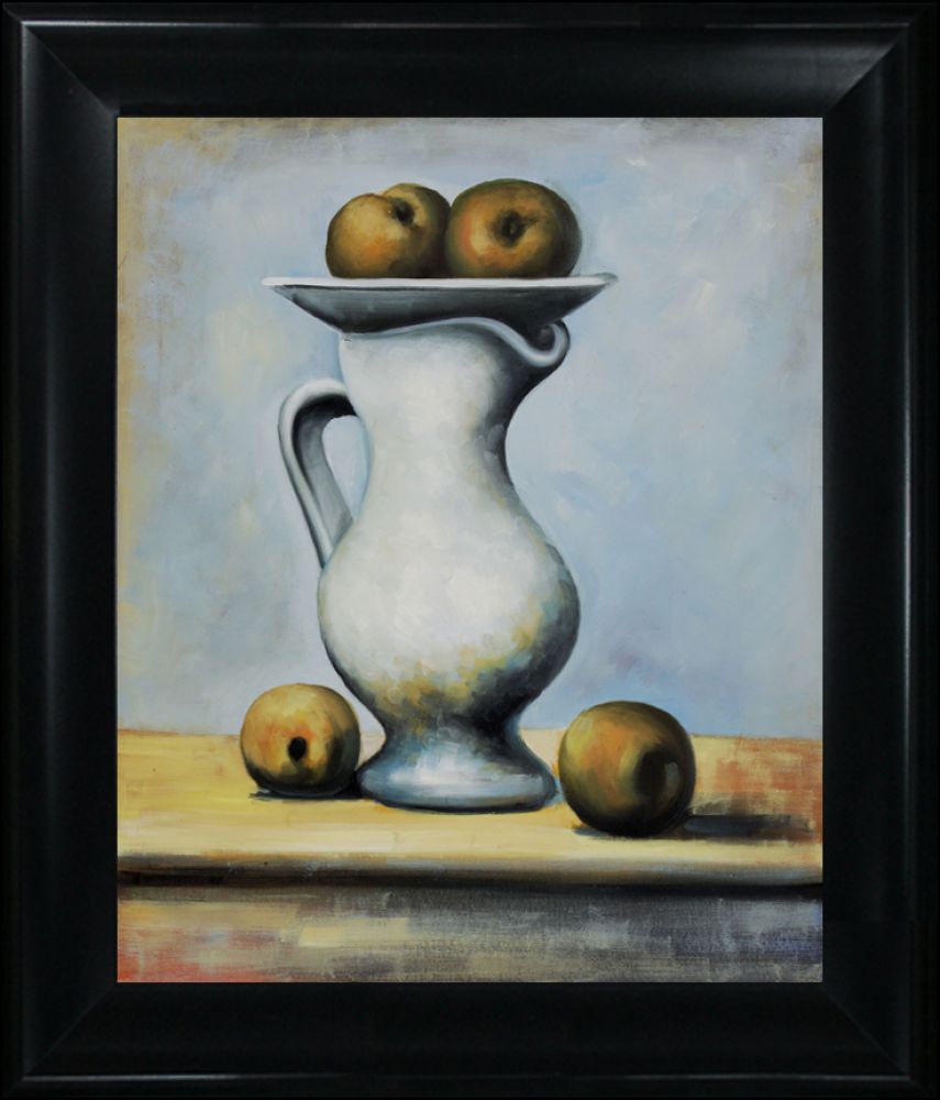 Still Life With Pitcher and Apples - Black Matte King Frame 20"X24"