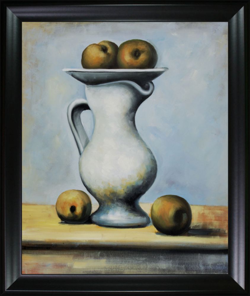 Still Life With Pitcher and Apples - Black Matte Frame 20"X24"