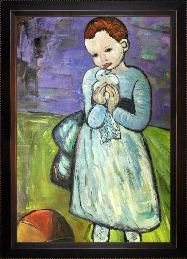 Child Holding a Dove - Veine D'Or Bronze Angled Frame 24"X36"