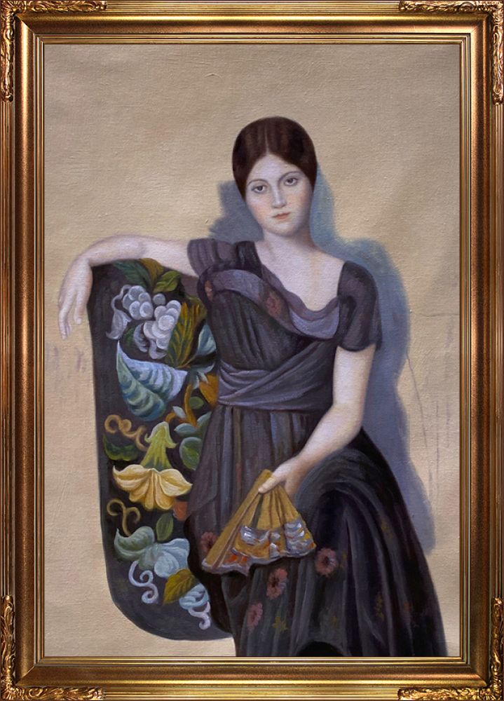 Portrait of Olga in the Armchair 1917 - Florentine Gold Frame 24"X36"