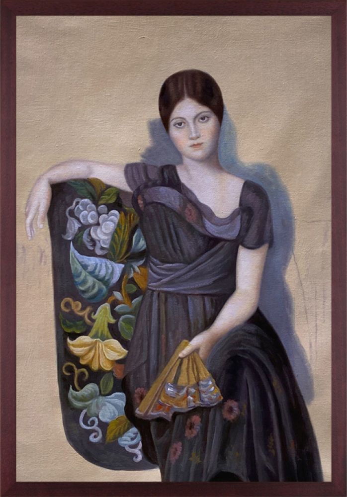 Portrait of Olga in the Armchair 1917 - Open Grain Mahogany 24" X 36"