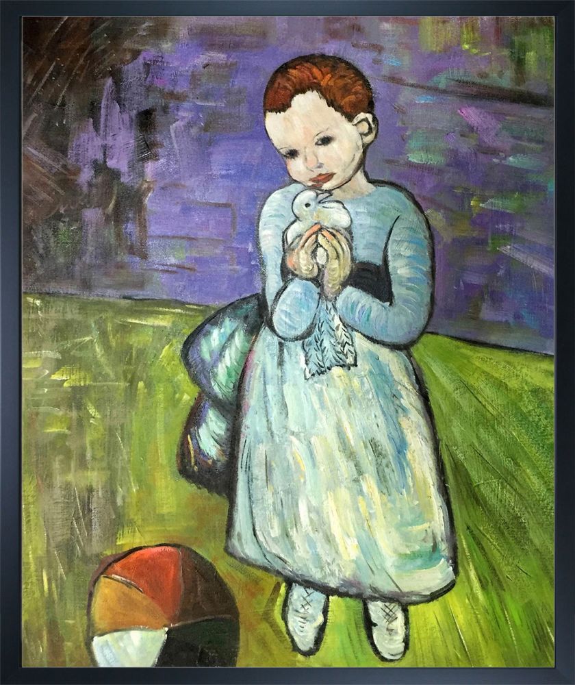 Child Holding a Dove - Studio Black Wood Frame 20"X24"