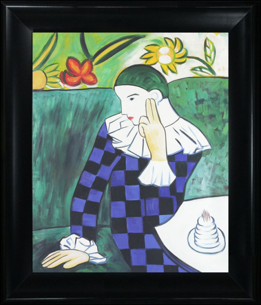 Harlequin Leaning on his Elbow - Black Matte King Frame 20"X24"