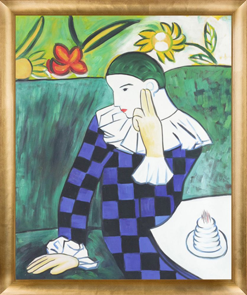 Harlequin Leaning on his Elbow - Gold Luminoso Frame 20"X24"