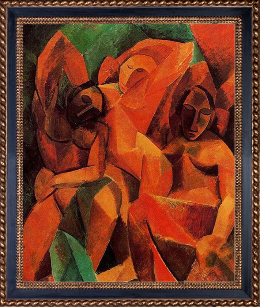 Three Women - Verona Black and Gold Braid 20" X 24"