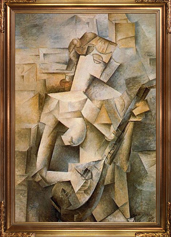 Girl with Mandolin (Fanny Tellier) - Florentine Gold Frame 24"X36"