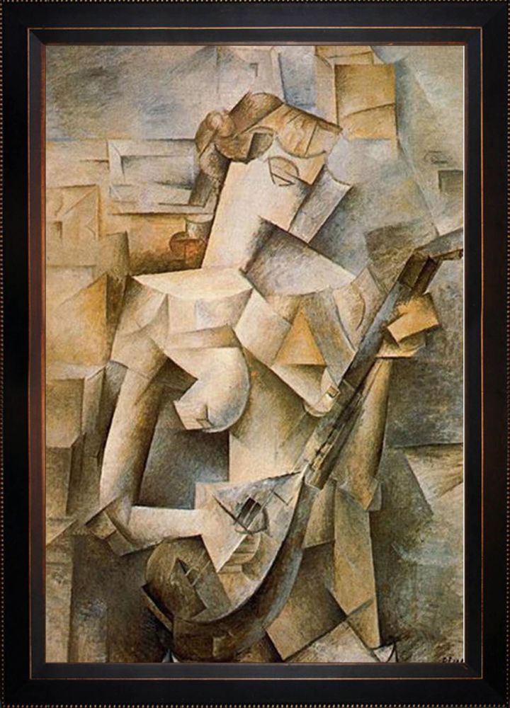 Girl with Mandolin (Fanny Tellier) - Veine D'Or Bronze Angled Frame 24"X36"