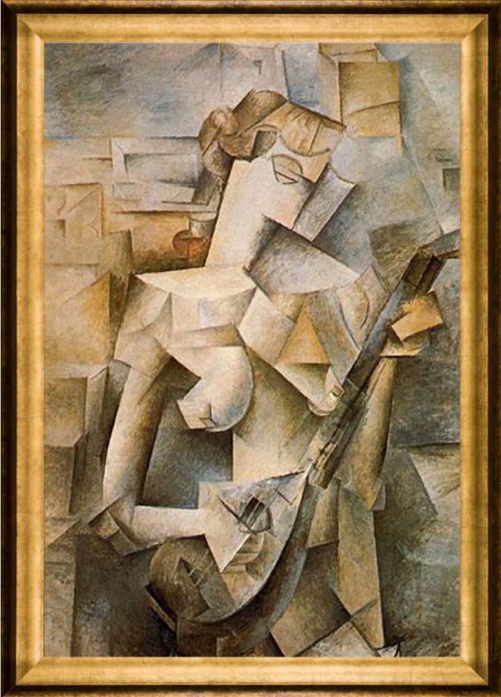 Girl with Mandolin (Fanny Tellier) - Athenian Gold Frame 24"X36"