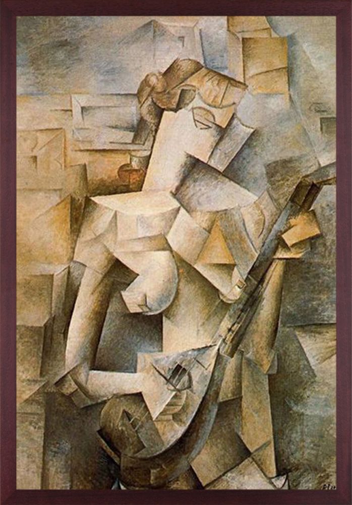 Girl with Mandolin (Fanny Tellier) - Open Grain Mahogany 24" X 36"