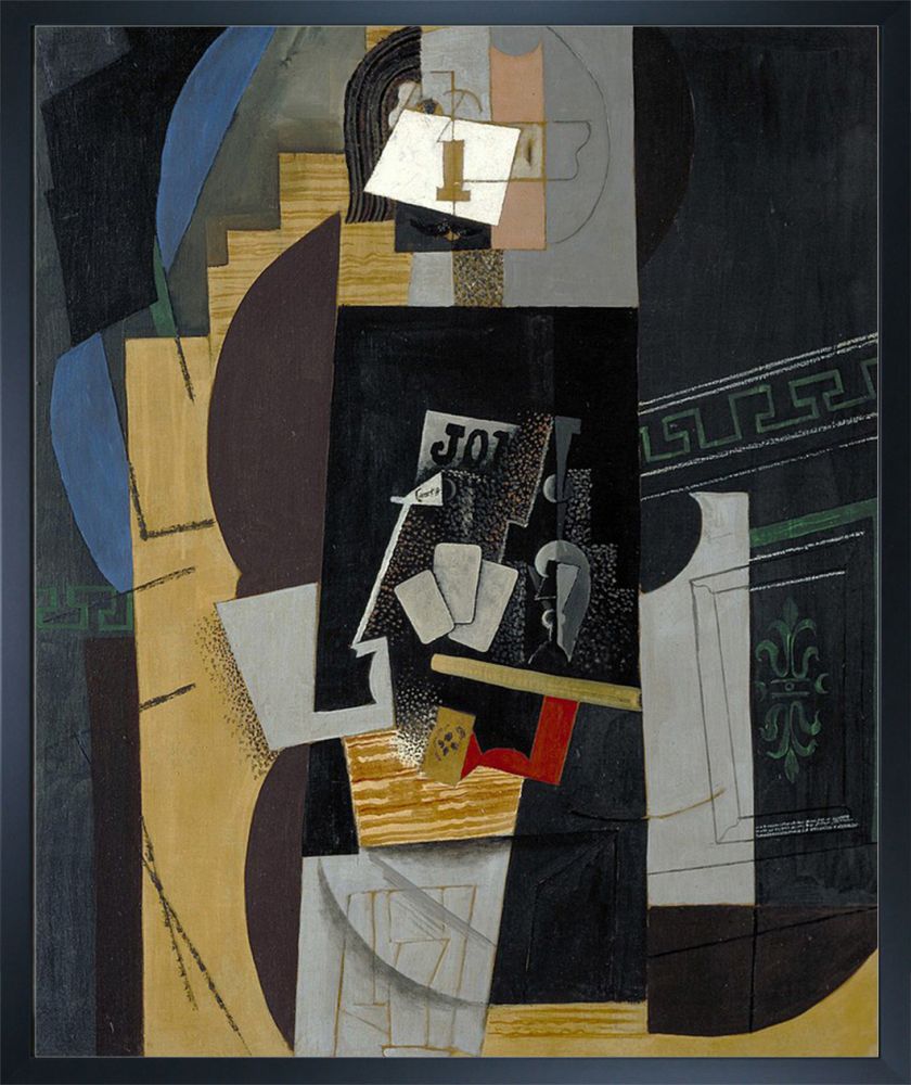 Card Player (LHomme aux cartes) - Studio Black Wood Frame 20"X24"