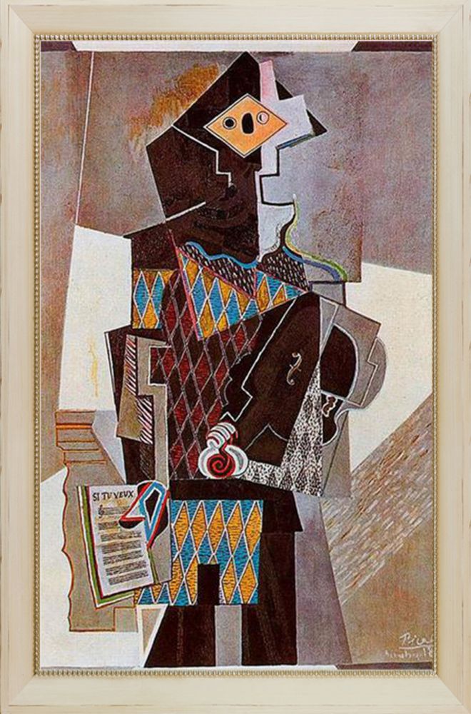 Harlequin with Violin - Constantine Frame 24" X 36"