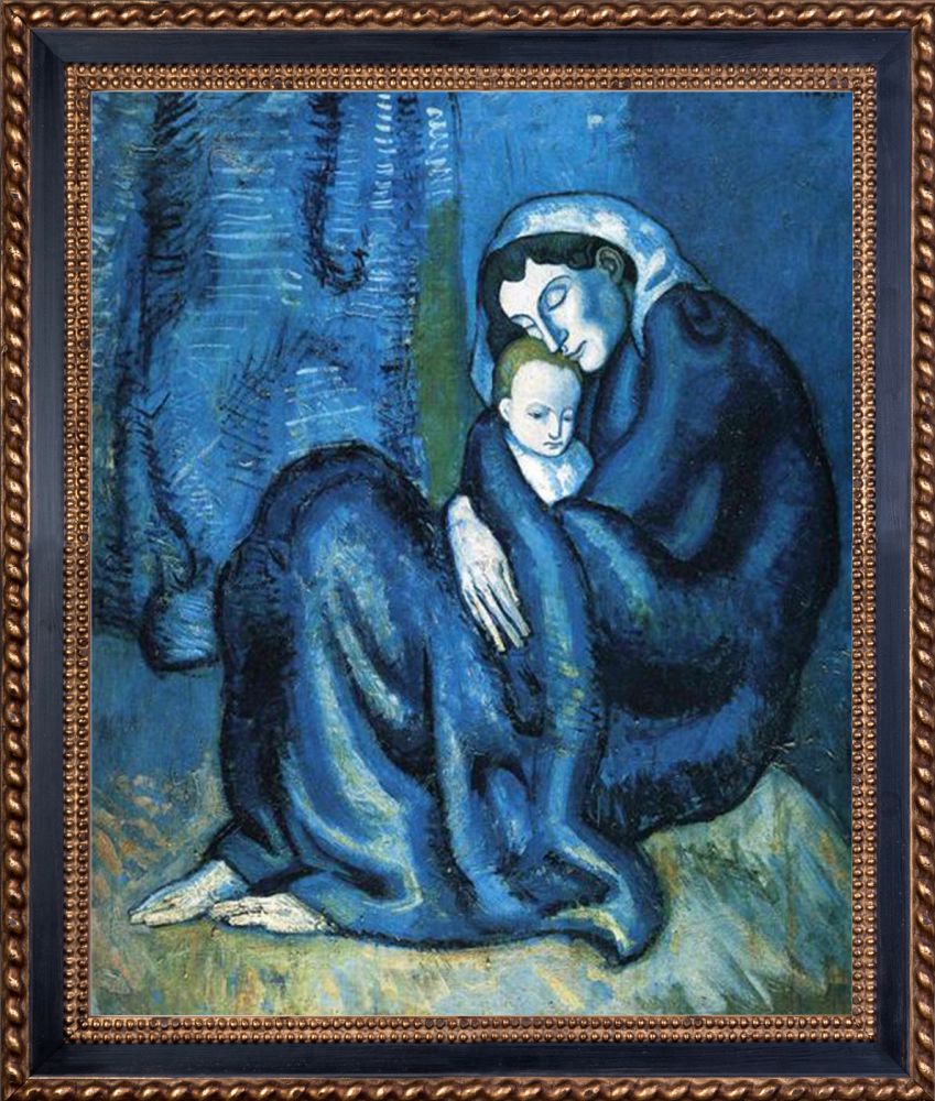 Mother and child - Verona Black and Gold Braid 20" X 24"