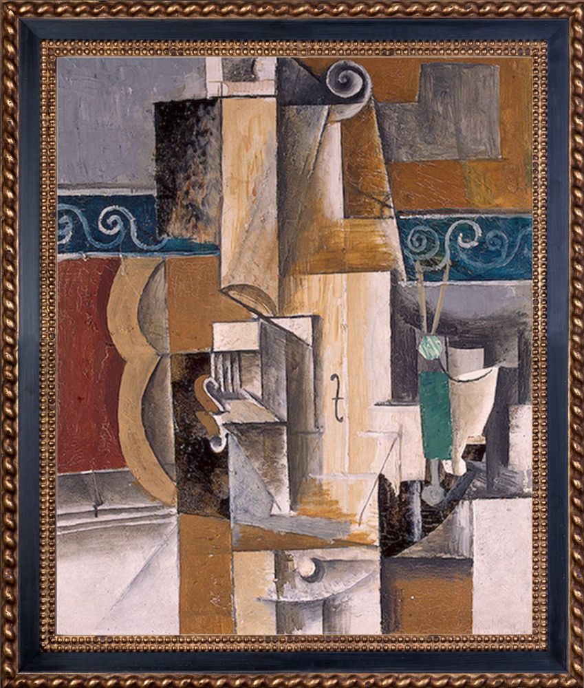 Guitar and Violin - Verona Black and Gold Braid 20" X 24"