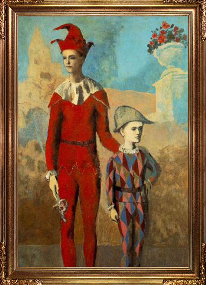 Acrobat and young harlequin - Florentine Gold Frame 24"X36"