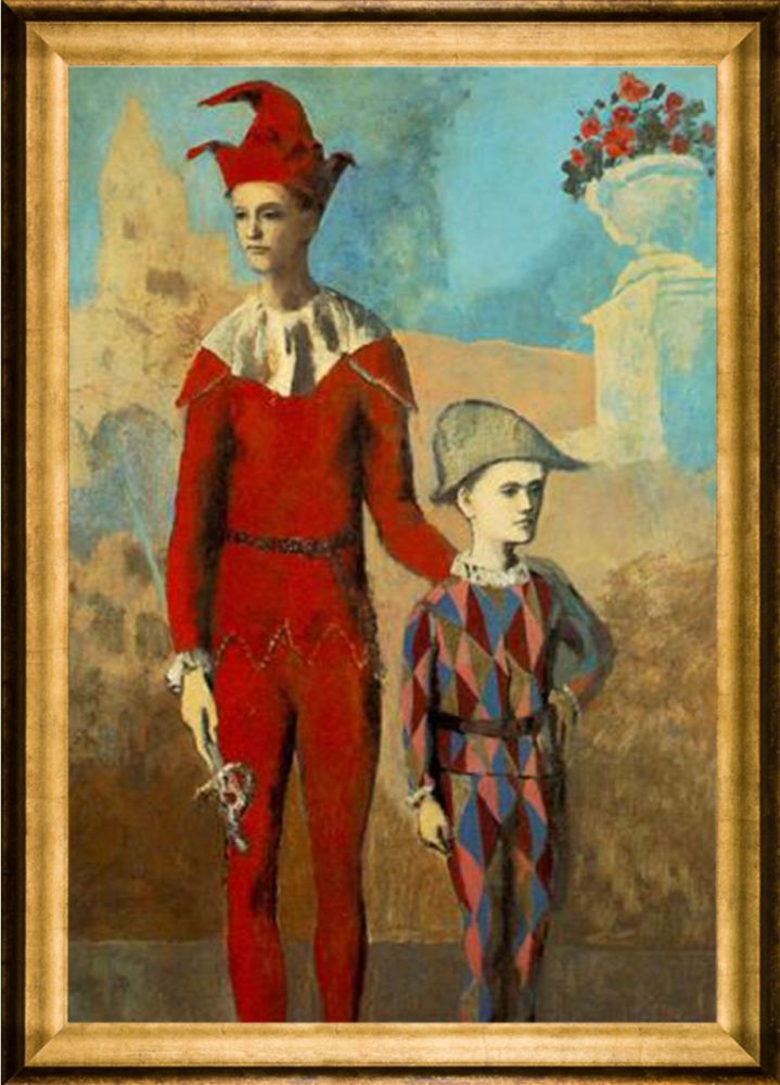 Acrobat and young harlequin - Athenian Gold Frame 24"X36"