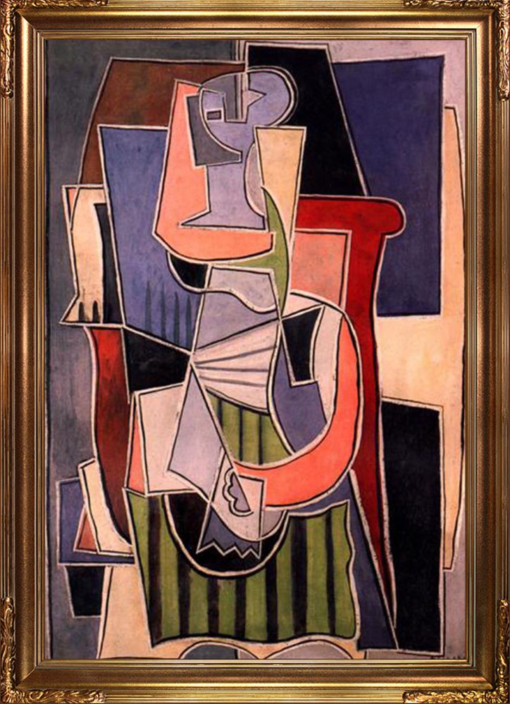 Woman sitting in an armchair - Florentine Gold Frame 24"X36"