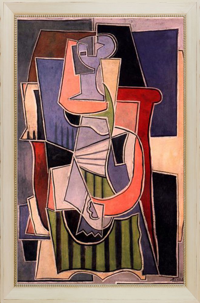 Woman sitting in an armchair - Constantine Frame 24" X 36"