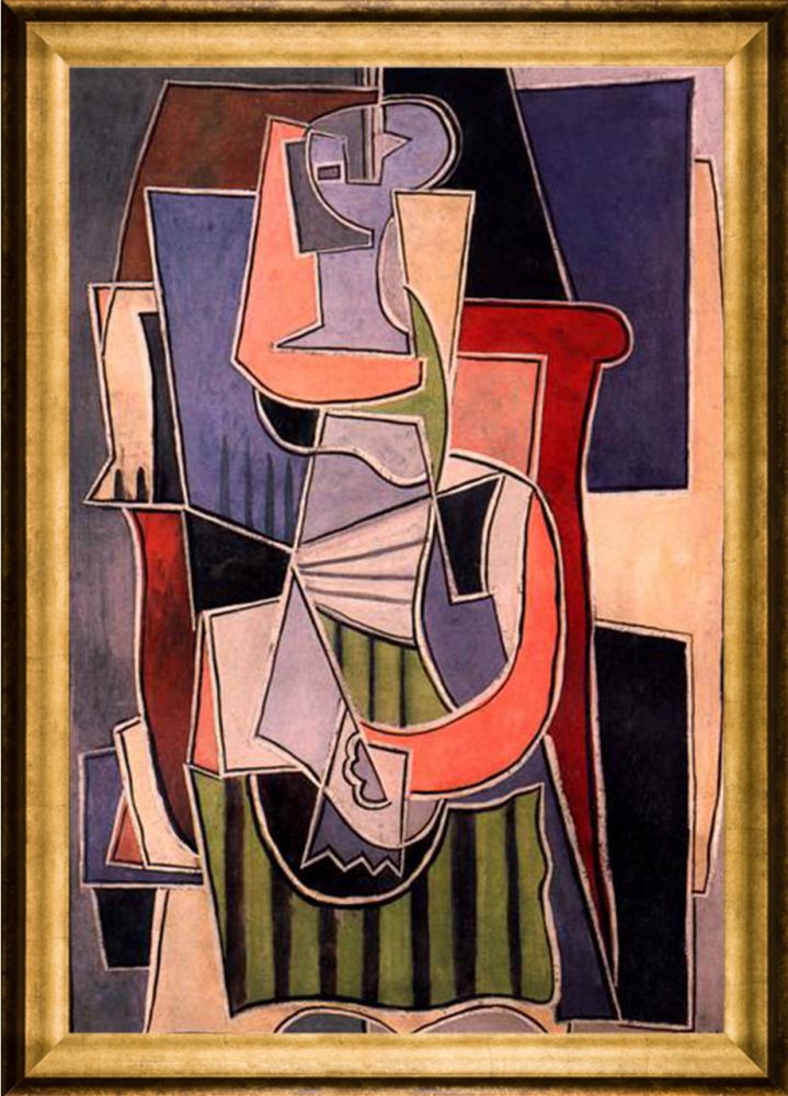 Woman sitting in an armchair - Athenian Gold Frame 24"X36"