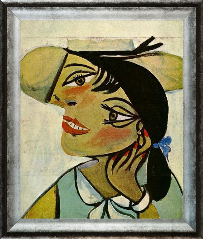 Portrait of woman in dhermine pass (Olga) - Athenian Distressed Silver Frame 20"X24"