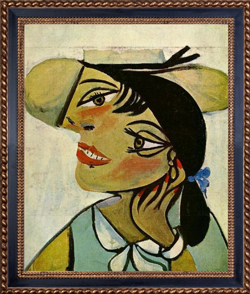 Portrait of woman in dhermine pass (Olga) - Verona Black and Gold Braid 20" X 24"