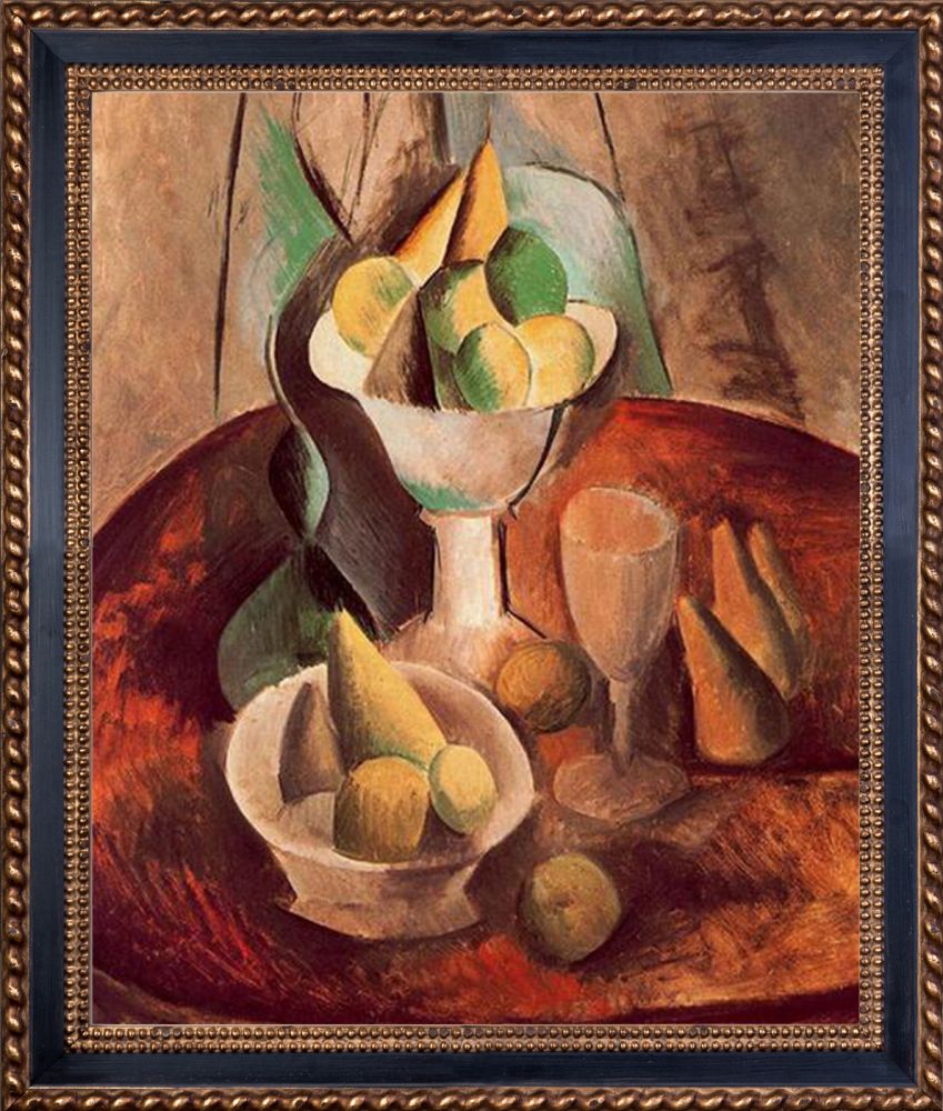 Fruit in a Vase - Verona Black and Gold Braid 20" X 24"