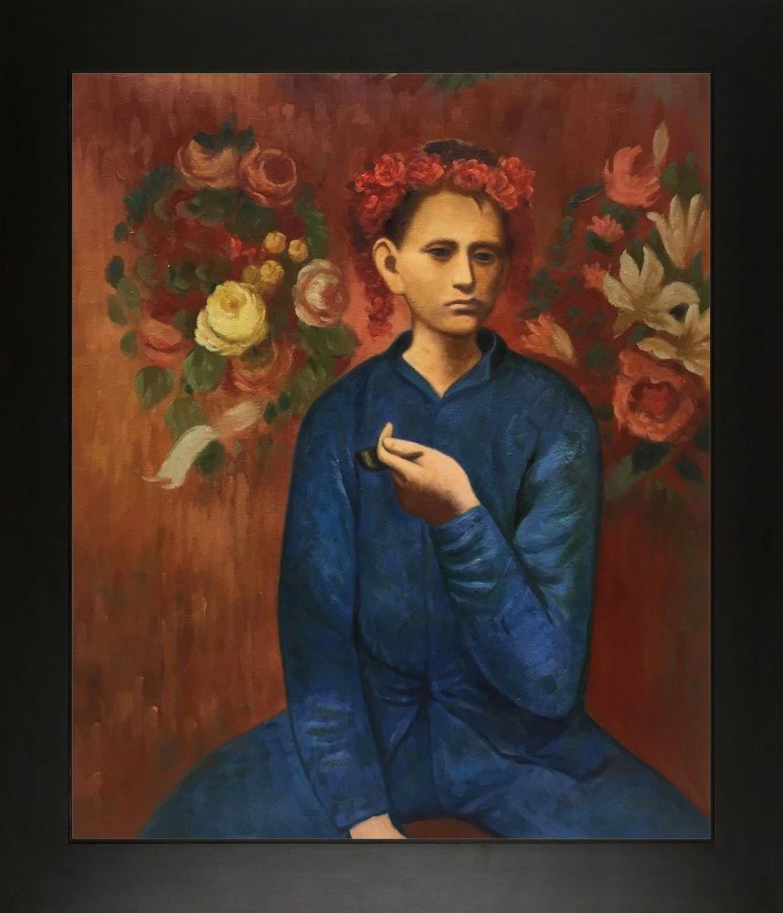 Boy with Pipe - New Age Black Frame 20"X24"