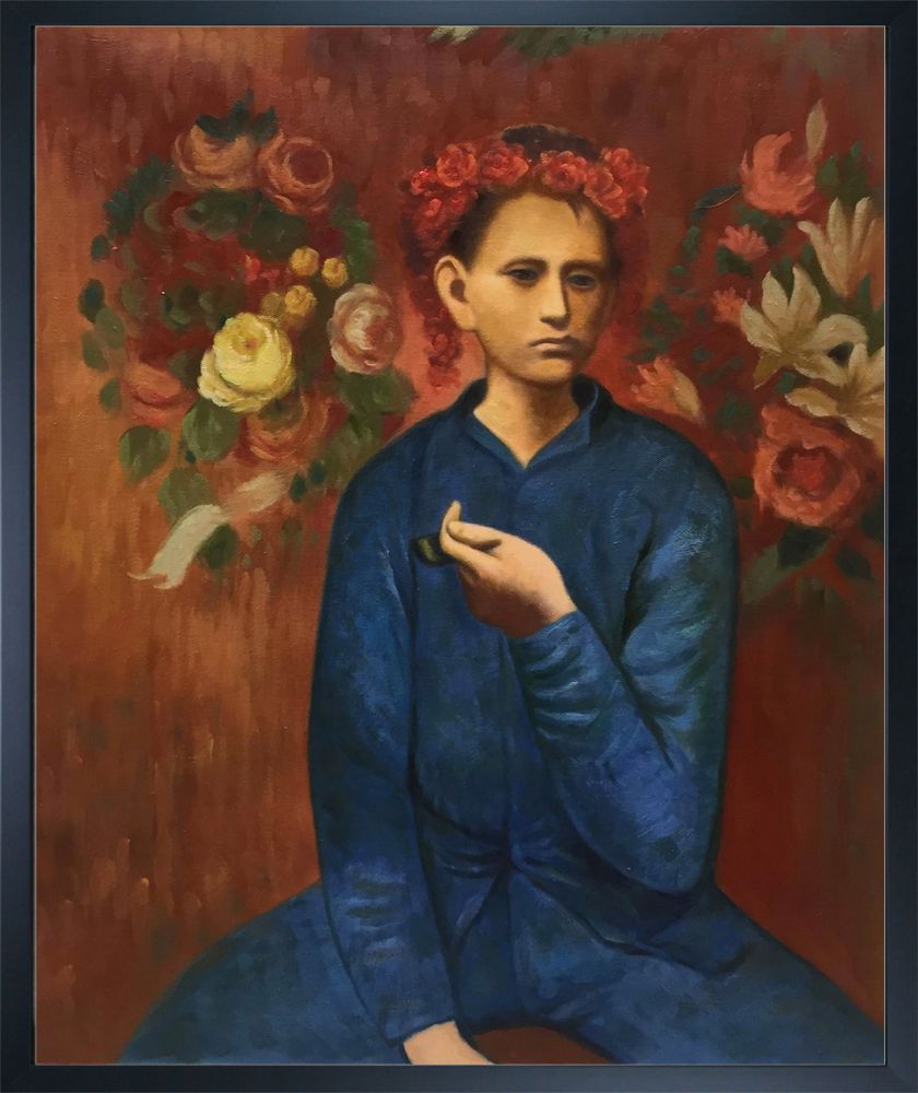 Boy with Pipe - Studio Black Wood Frame 20"X24"