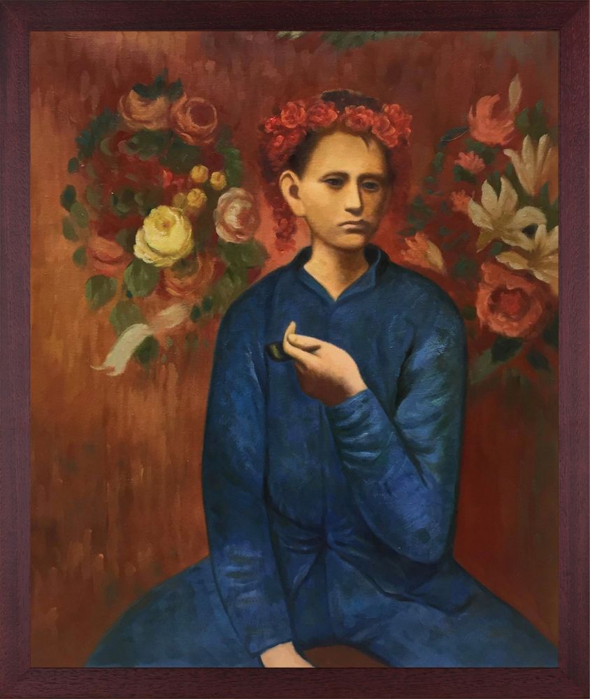 Boy with Pipe - Open Grain Mahogany 20" X 24"