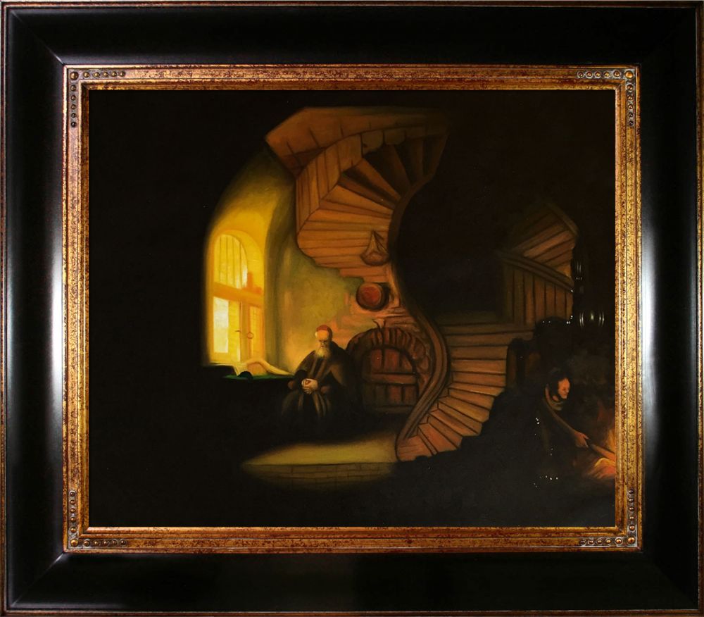 The Philosopher in Meditation Pre-Framed - Opulent Frame 20"X24"