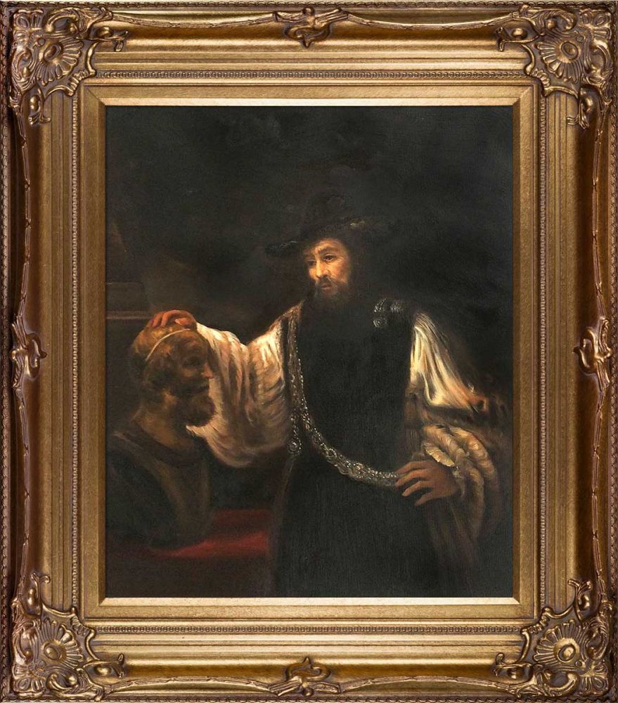 Aristotle with a Bust of Homer Pre-Framed - Renaissance Bronze Frame 20"X24"