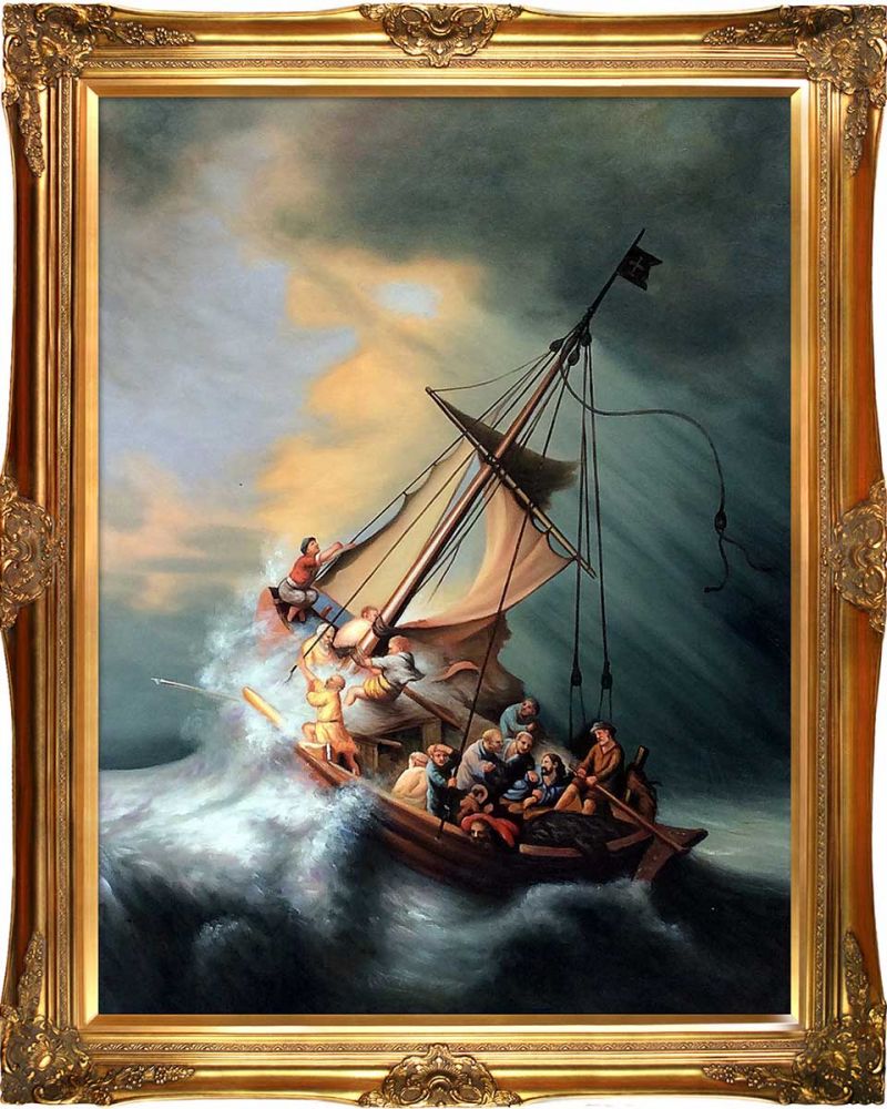 The Storm on the Sea of Galilee Pre-Framed - Victorian Gold Frame 30"X40"