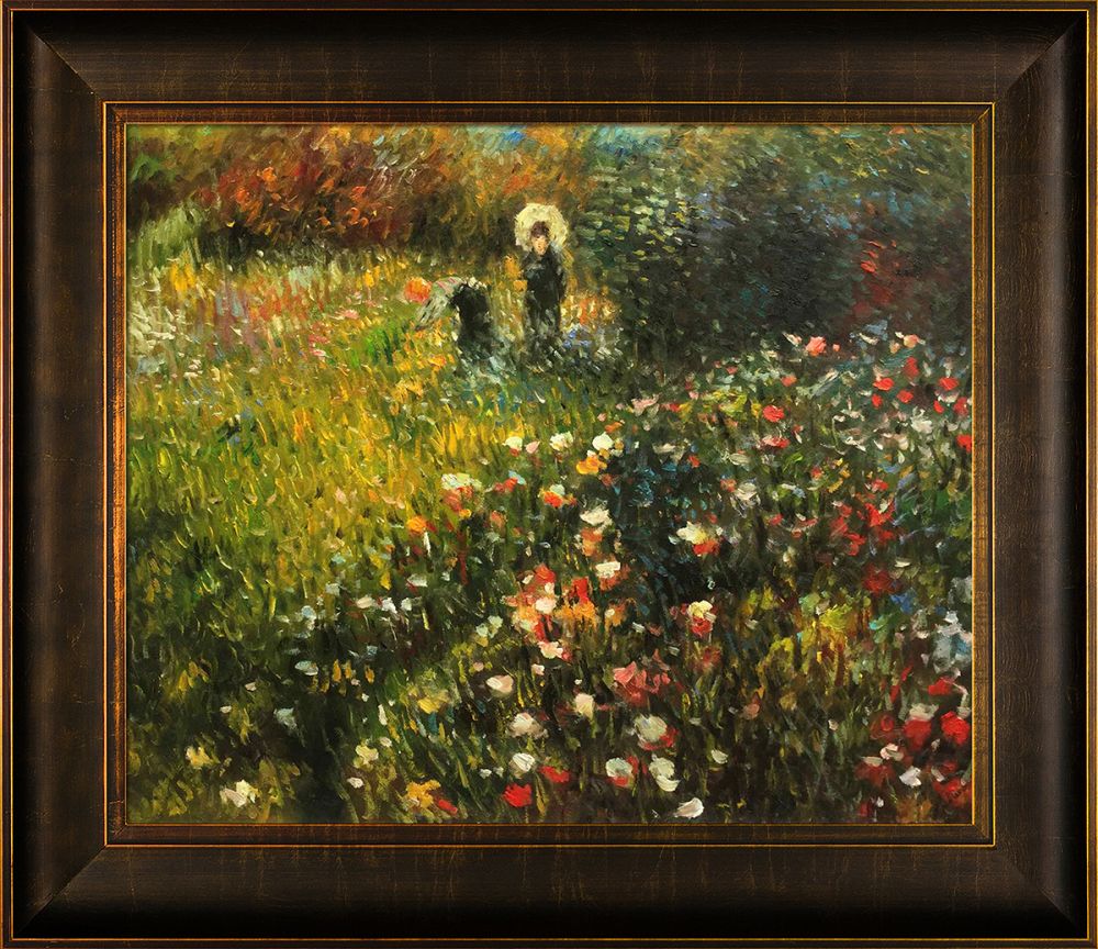 Woman with a parasol in a Garden (Frau mi Sonnenschirm) Pre-Framed - Veine D'Or Bronze Scoop Frame 20"X24"