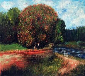 Bluhender Kastanienbaum