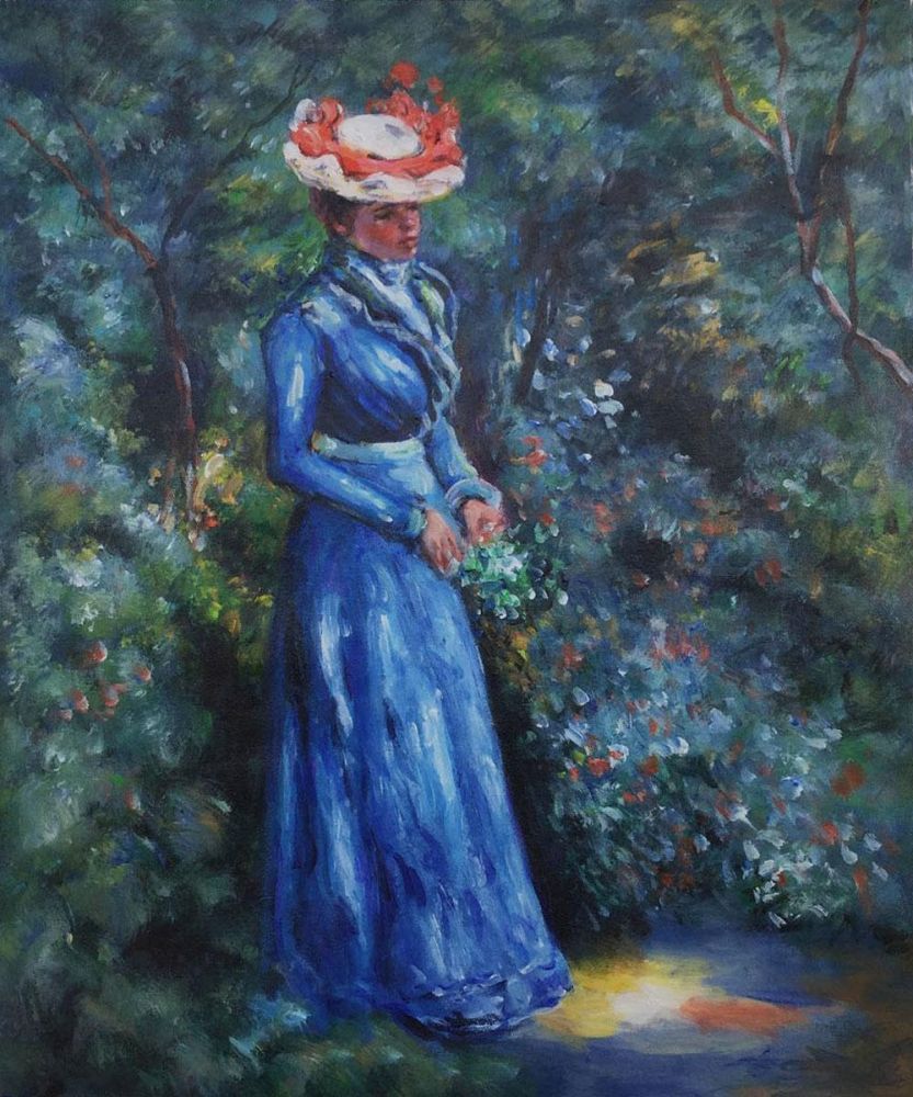 Woman in a Blue Dress, Standing in the Garden of St. C