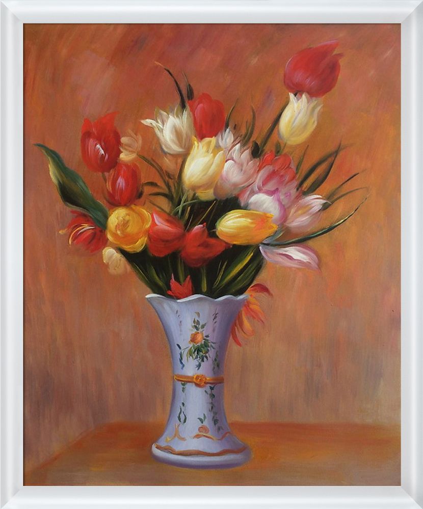 Tulips, 1909 Pre-Framed - Moderne Blanc Frame 20" X 24"