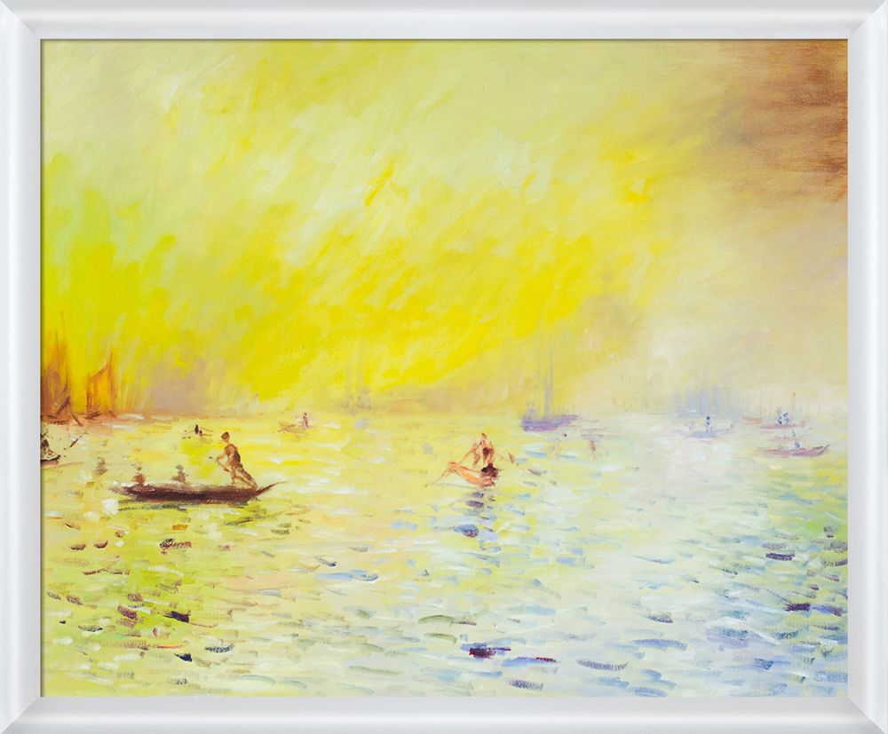 View of Venice, Fog Pre-Framed - Moderne Blanc Frame 20" X 24"