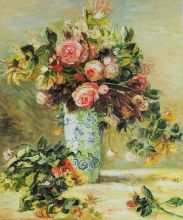 Roses and Jasmine in a Delft Vase